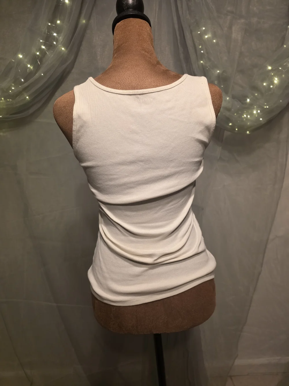 Express Size XS White Tank Top with Silver Sequin Detail
